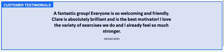 An example of customer testimonials to boost client interest.