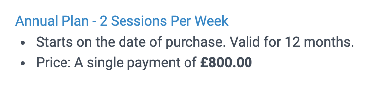 membership example in TeamUp