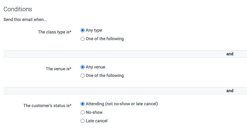 image of the conditions of when to send a milestone email