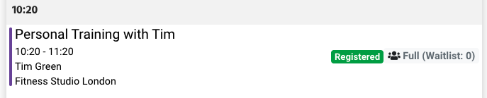 appointment registration in the calendar