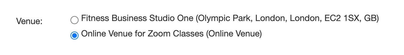 image of the venue options for online classes