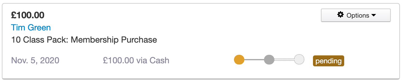 image of a customer's membership purchase in TeamUp