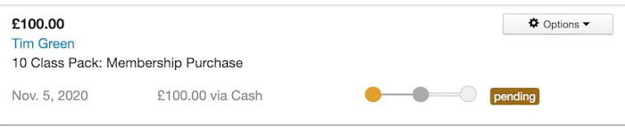 image of a customer's membership purchase in TeamUp