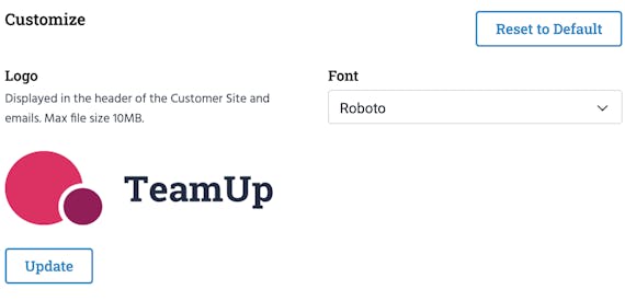 Customize the logo in the customer site.