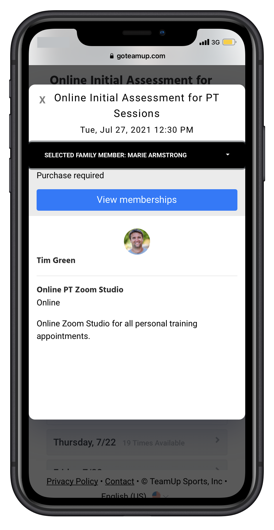 viewing membership in member app