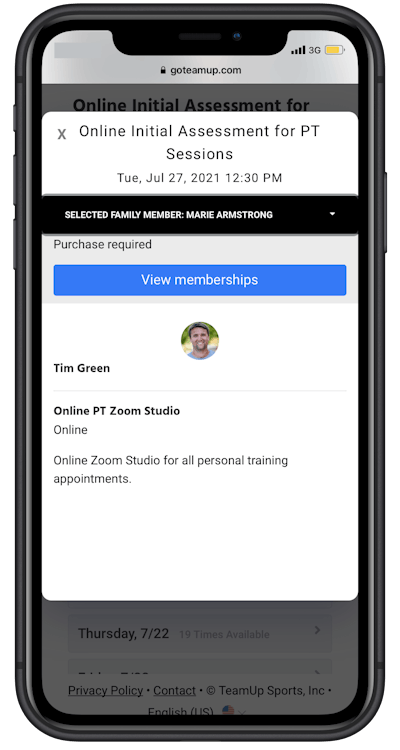 viewing membership in member app