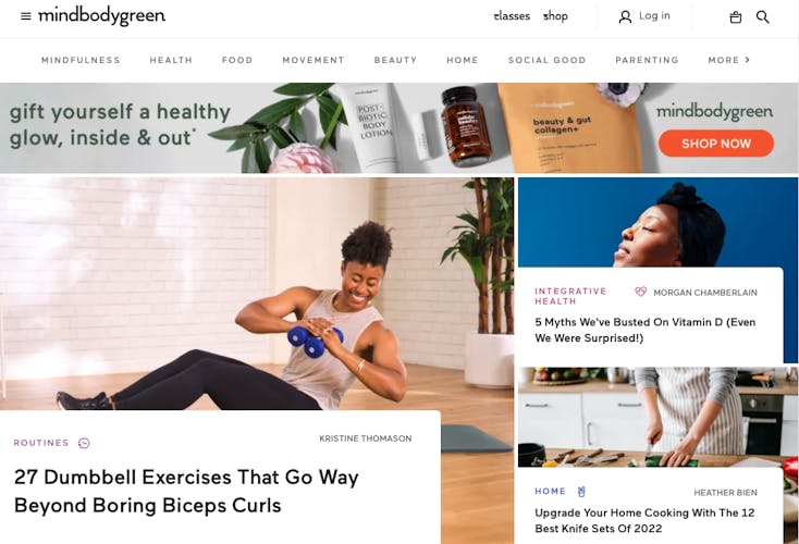 Mindbodygreen homepage