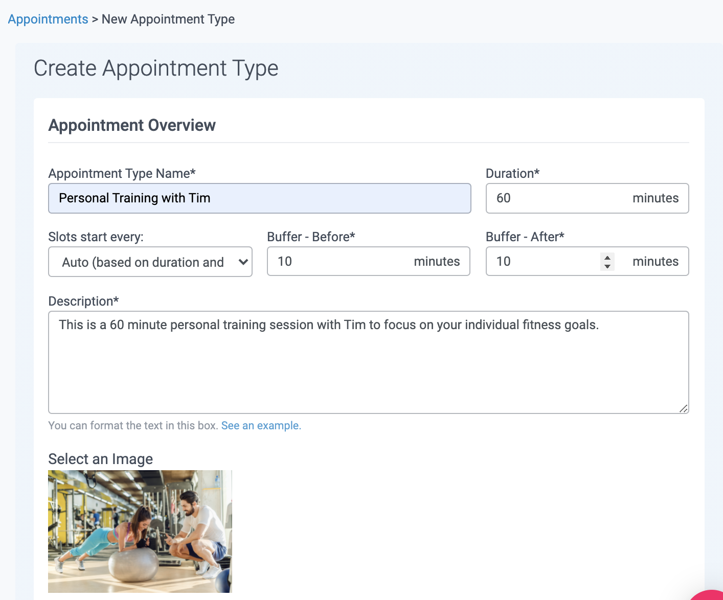 create an appointment in teamup