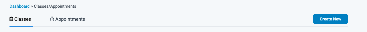 Classes and appointments tabs in the TeamUp dashboard