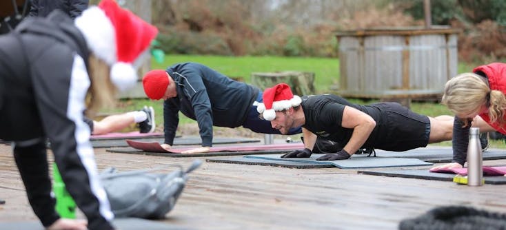 An outdoor Christmas workout.