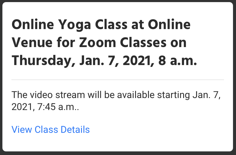 online class confirmation notification