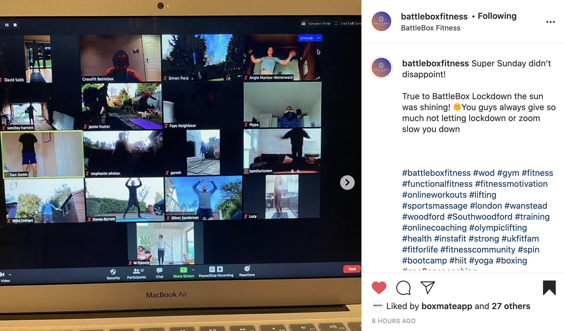 screenshot of battlebox crossfit giving an online class