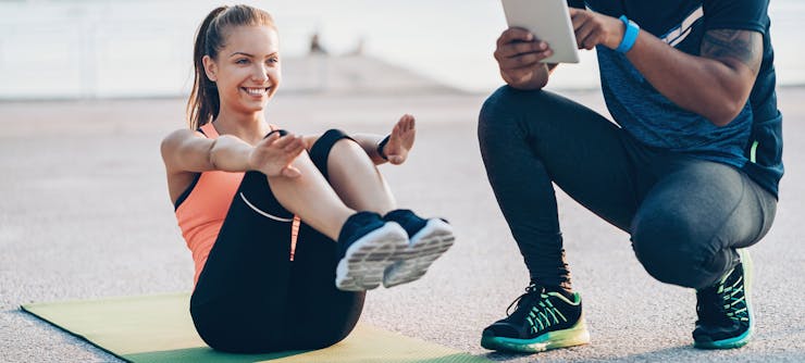 Picture of a happy client enjoying a fitness session