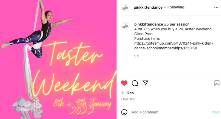 pink kitten dance school instagram photo