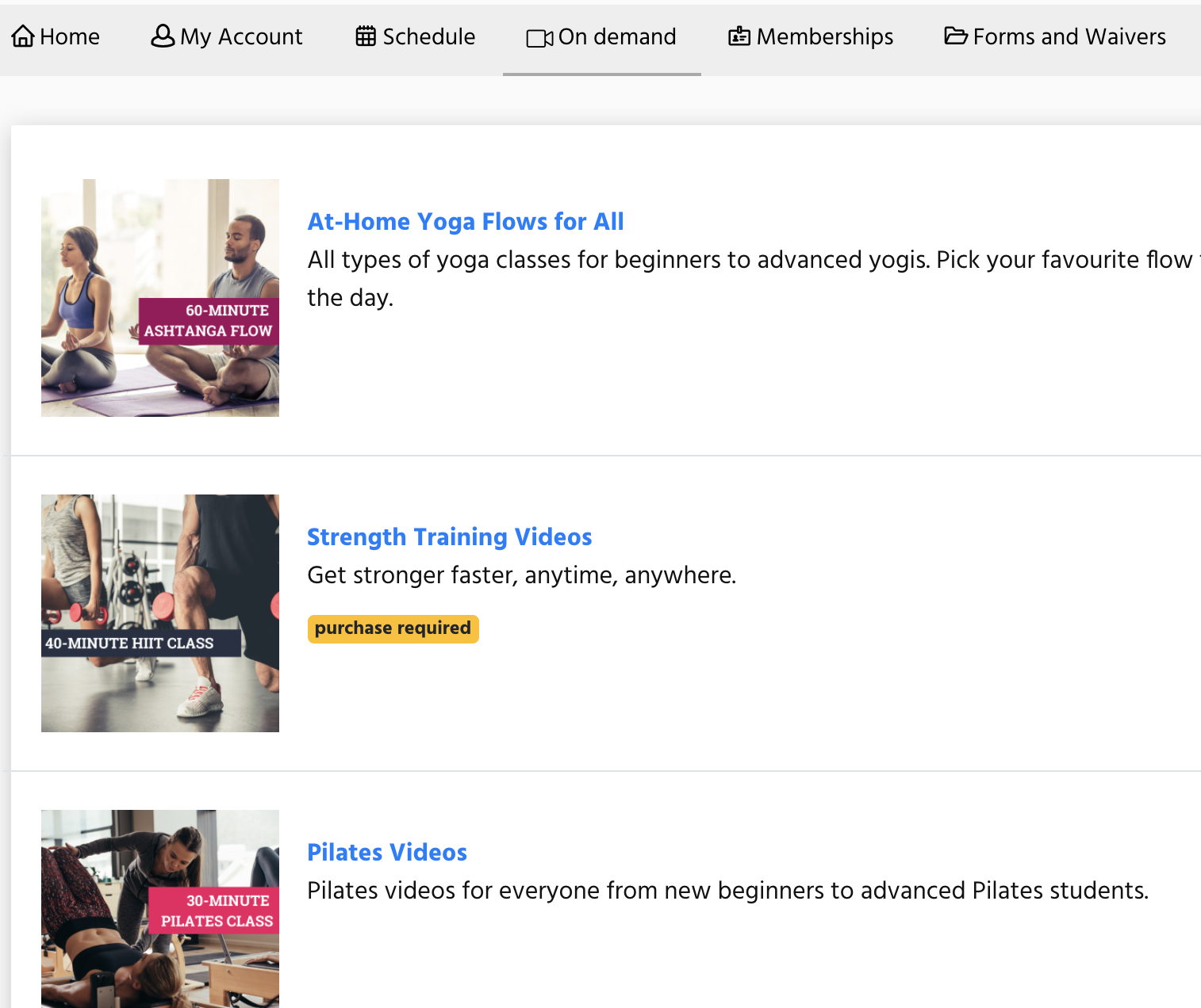 image of the on demand content library on the customer site