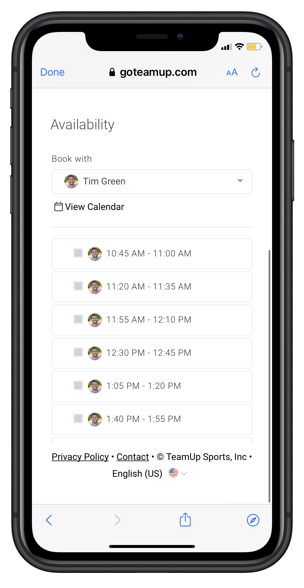 availability for appointments by instructor
