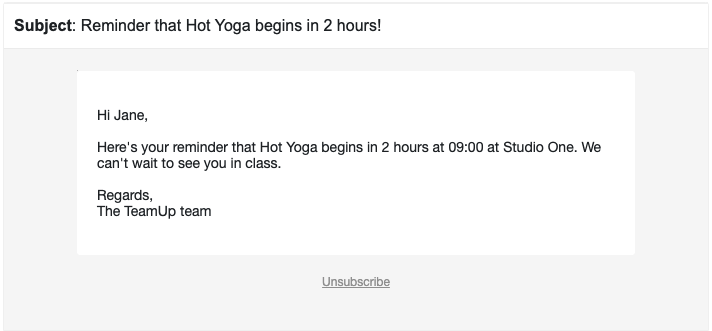 An example pre-class notification 