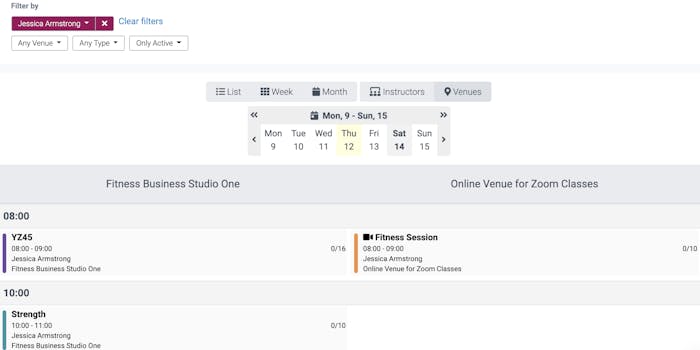 image of the filters and grouping in the calendar view