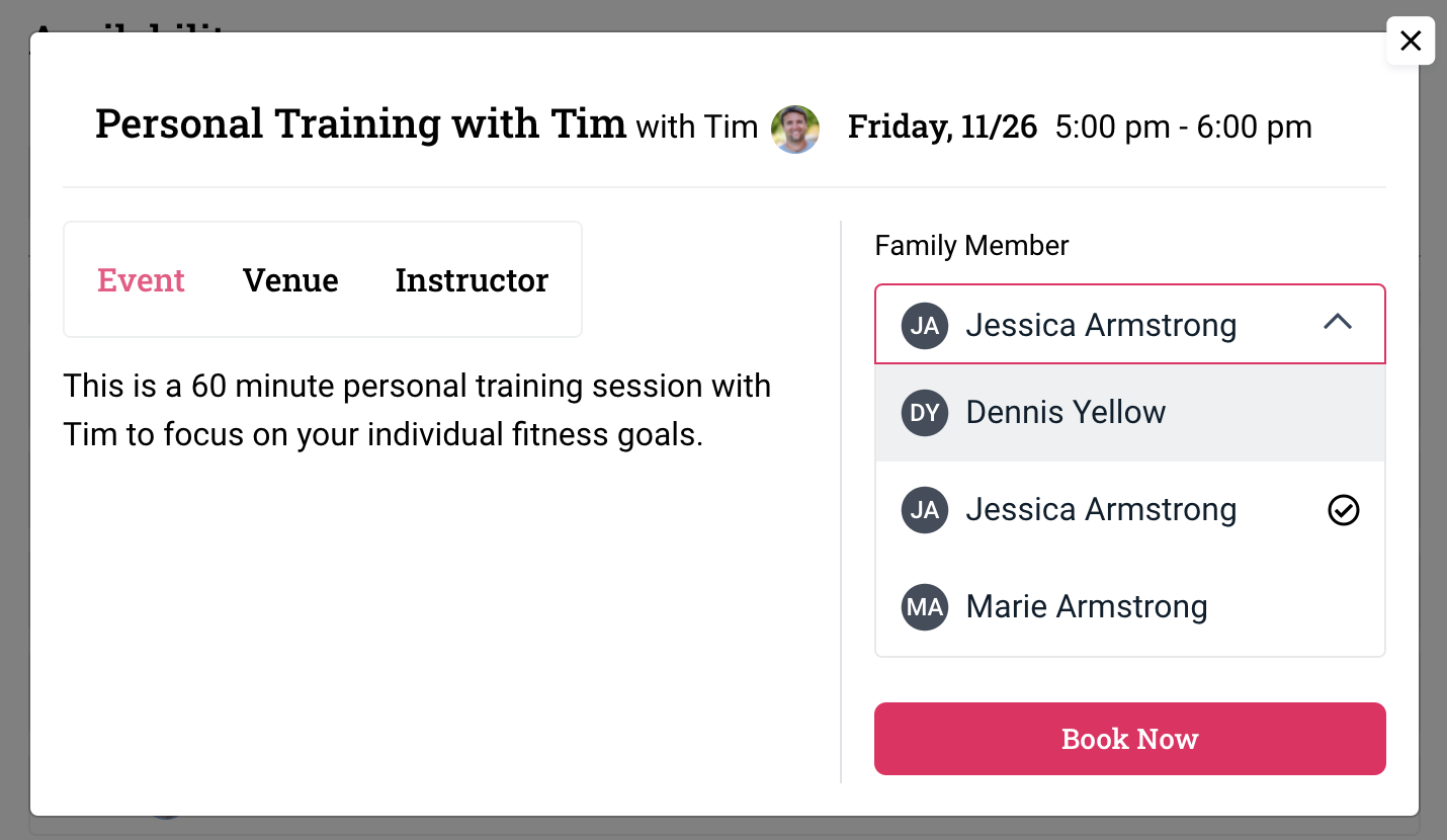 Selecting the attendee for an appointment.