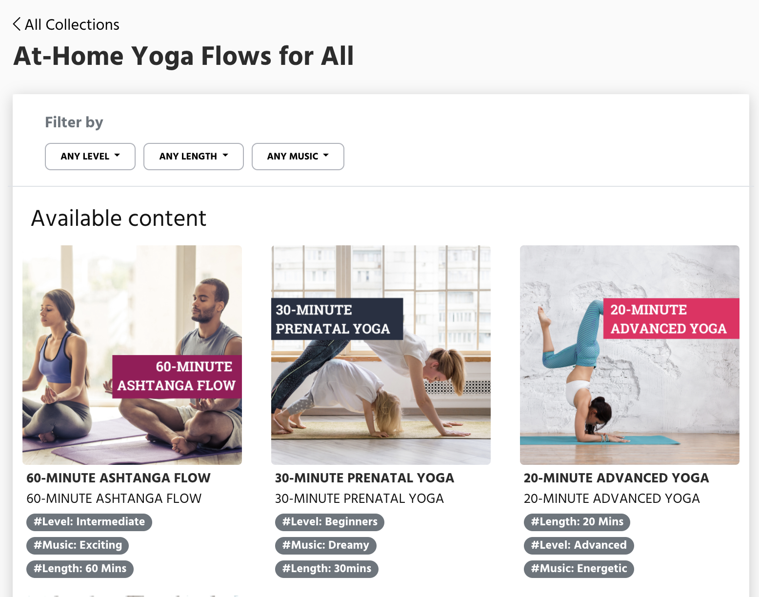image of the yoga collection in the on demand content library