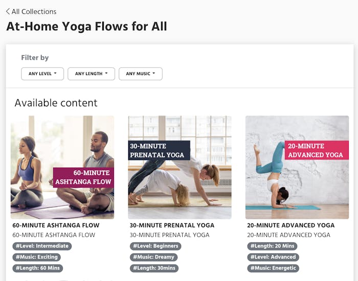 image of the yoga collection in the on demand content library