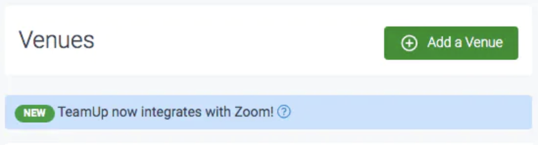 image of adding an online venue with the teamup zoom integration