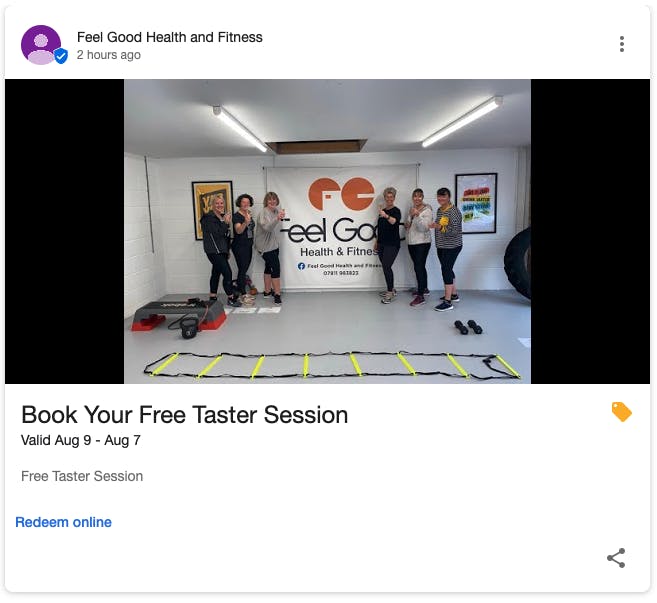 A promotional post from Feel Good Health & Fitness on Google