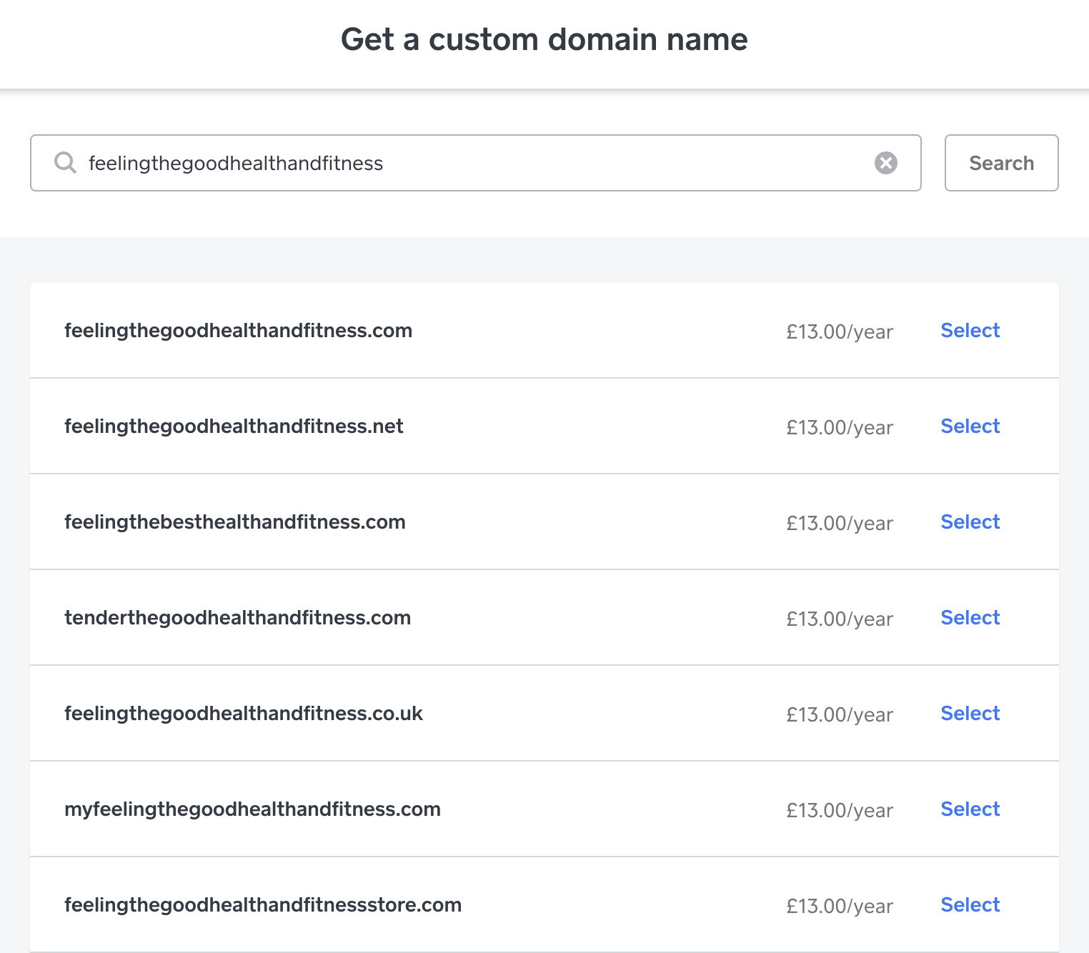 Selecting available domain names