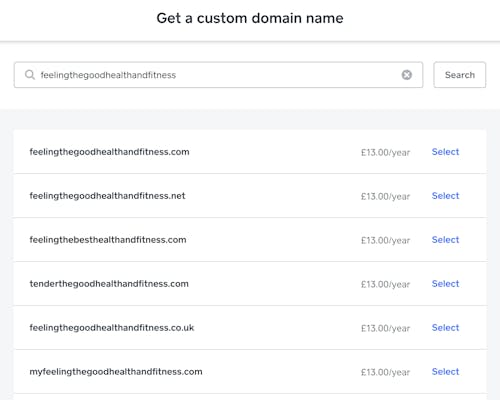 Selecting available domain names