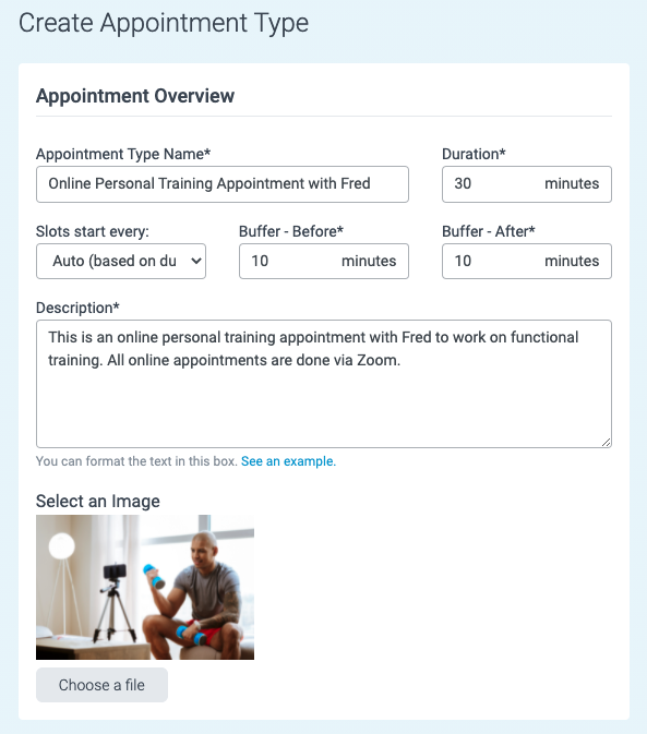 create an appointment type
