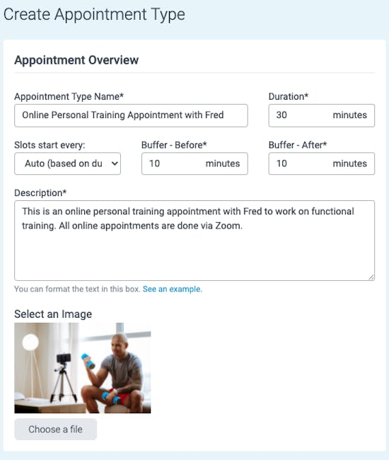 create an appointment type