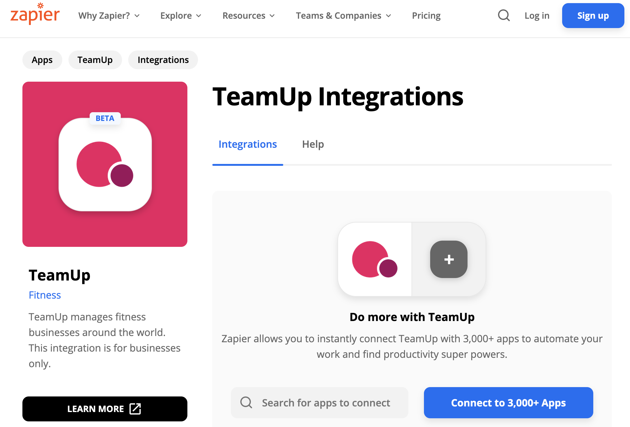 teamup integration in zapir
