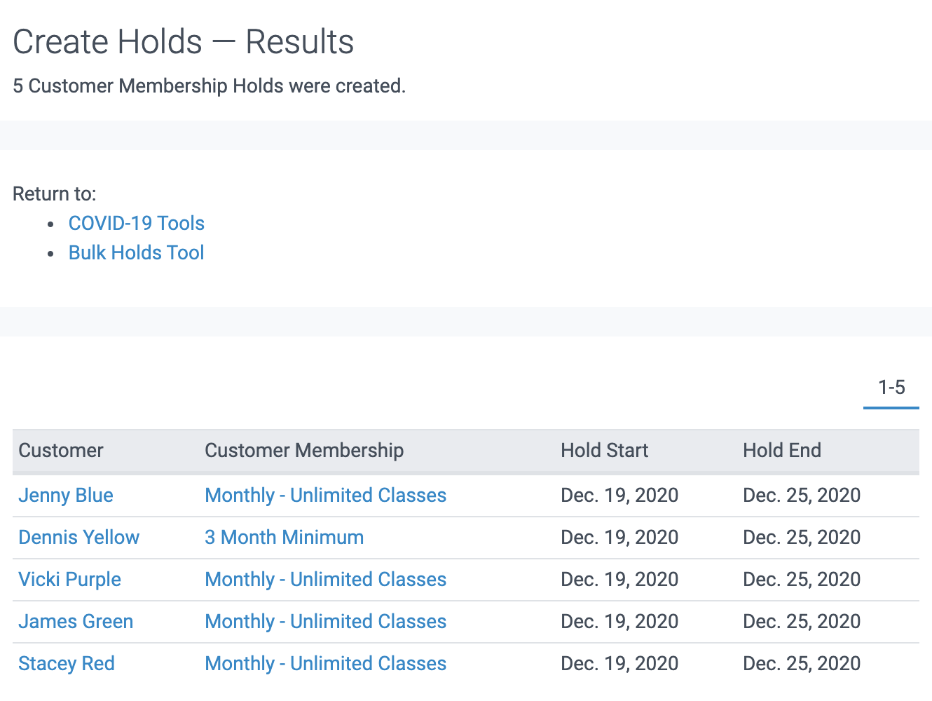 image of the create holds page confirmation