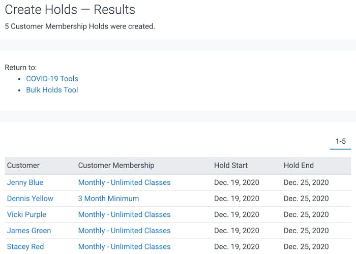 image of the create holds page confirmation
