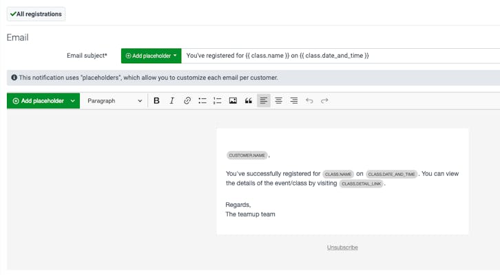 image of confirmation email finished