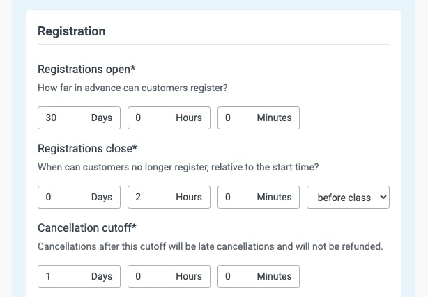 registration in teamup