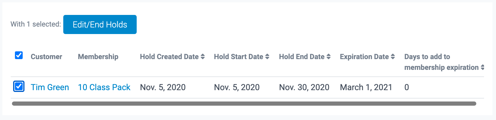 image of the membership holds in the report section