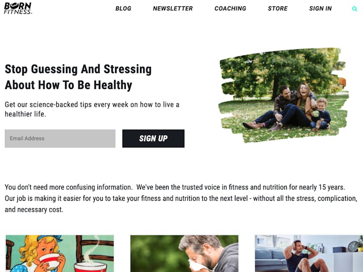 Born Fitness homepage