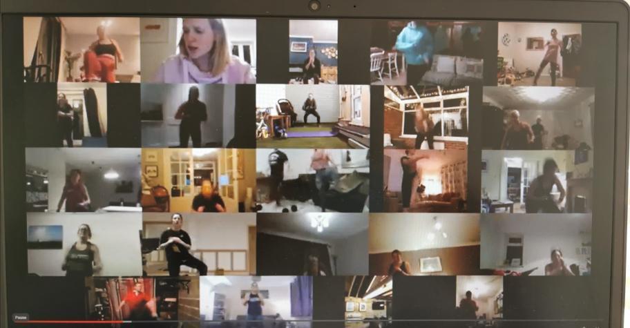 Jen giving class over Zoom