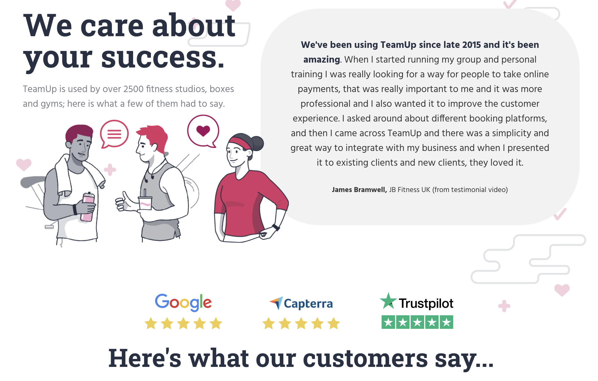 teamup testimonials page