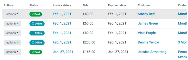 image of the lines and columns in the invoice report