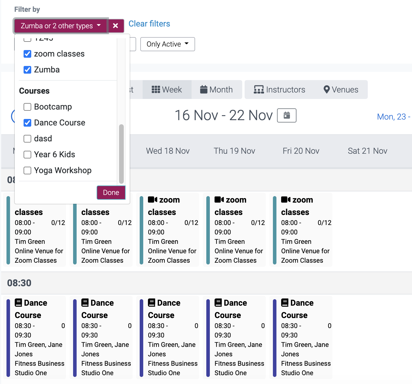 image of the course vs. class types
