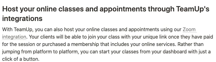 Example of H2 and text with keywords added