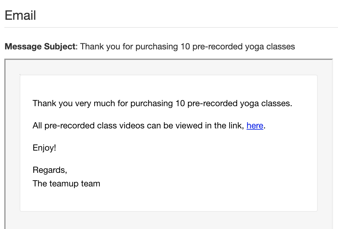 image of a membership email with pre-recorded videos