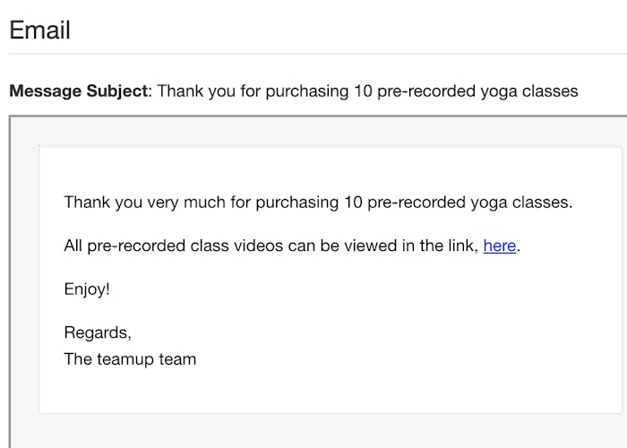 image of a membership email with pre-recorded videos