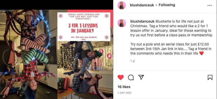 blush dance school instagram photo