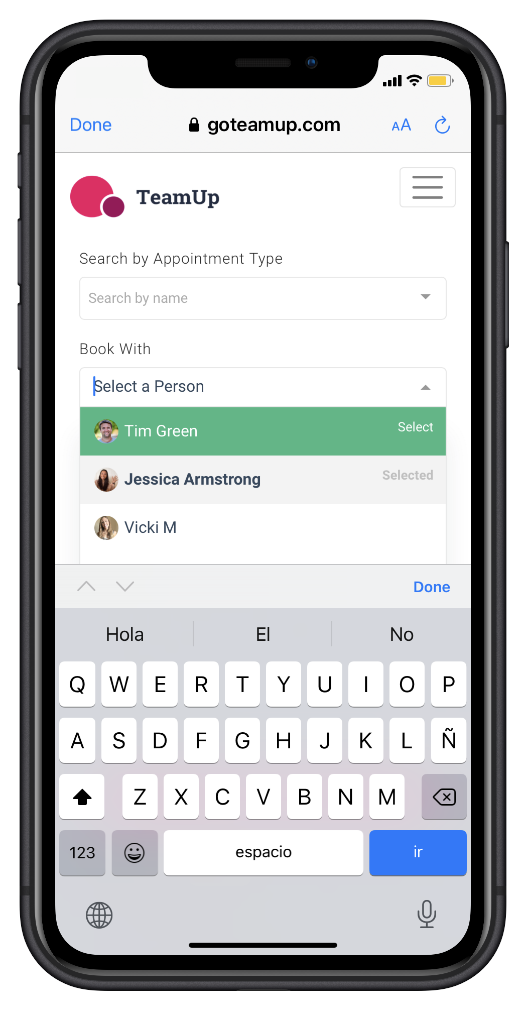 appointment booking filter