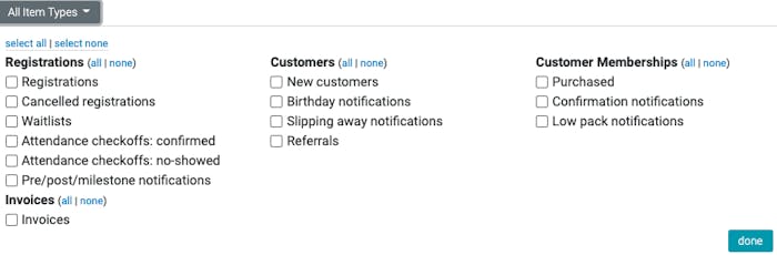 image of activity feed filters