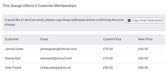 image of the new confirmed customer memberships prices