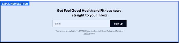The sign up box for Clare's newsletter